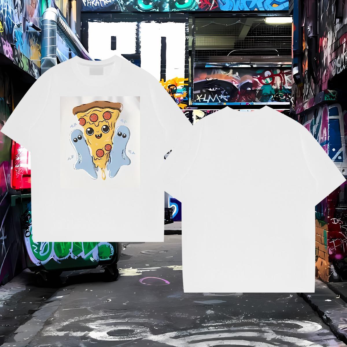 2024 Summer T-Shirts for Men 230g Cotton piazza Street Wear Tees Breathable Short Sleeve Cool Men Tees Anime Print