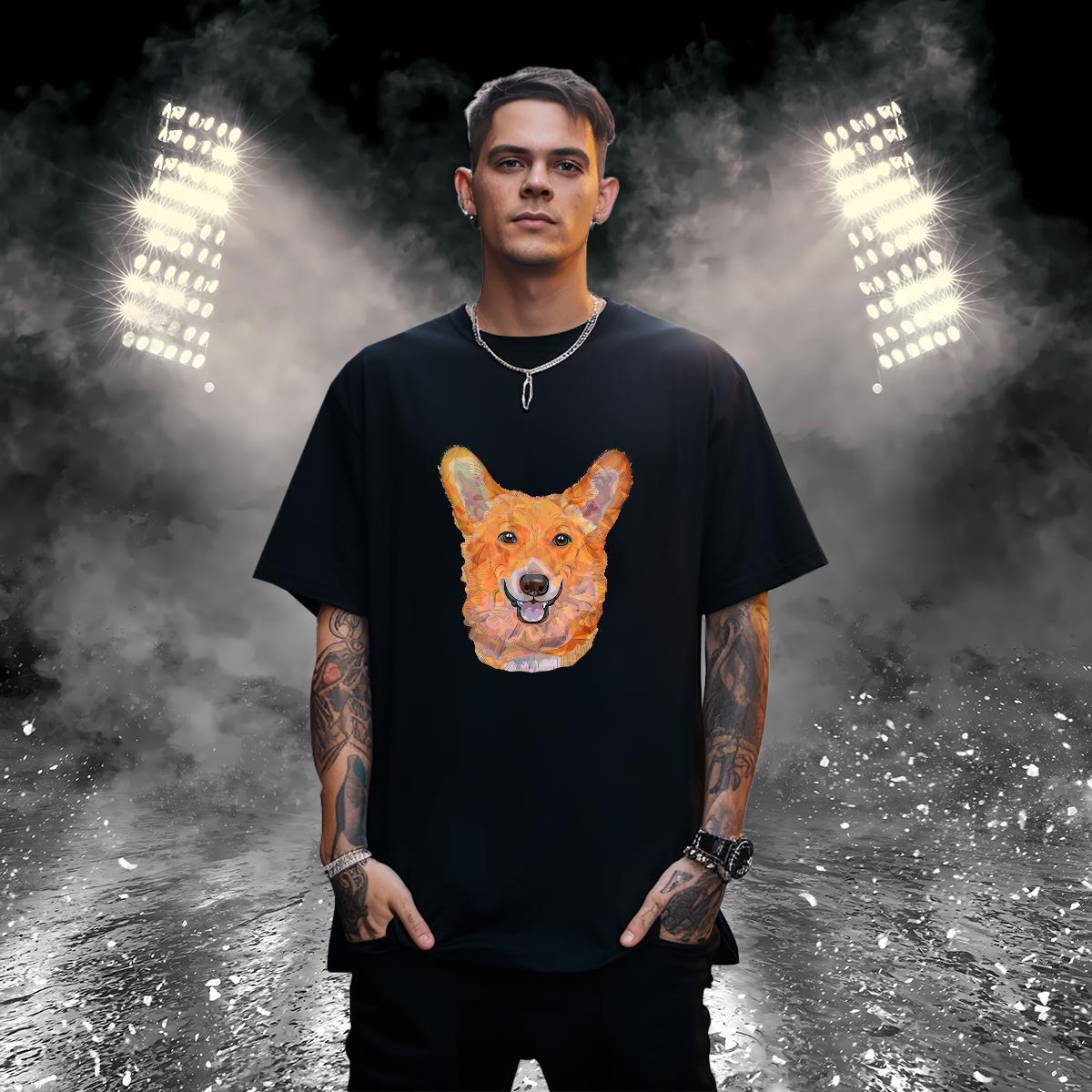 Casual New Men T Shirts 230g Pure Cotton dog Street Polos Crew Neck Cool Tshirt for Man Woman Custom Print Oversized