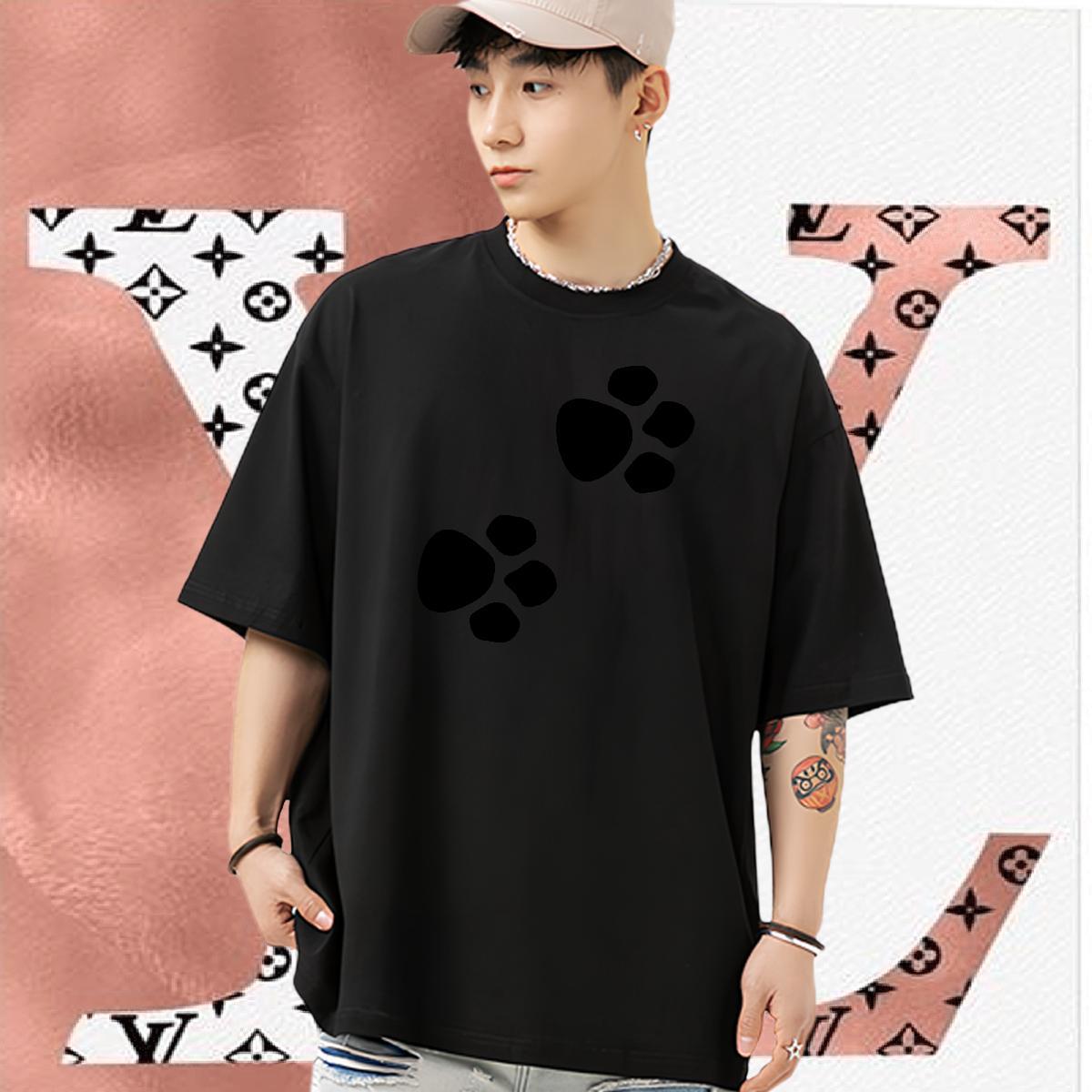 Fashion New T-Shirts for Men 230g Cotton dog's paw Street Wear Top Tees O Neck Short Sleeves Free Shipping Tshirts Skull