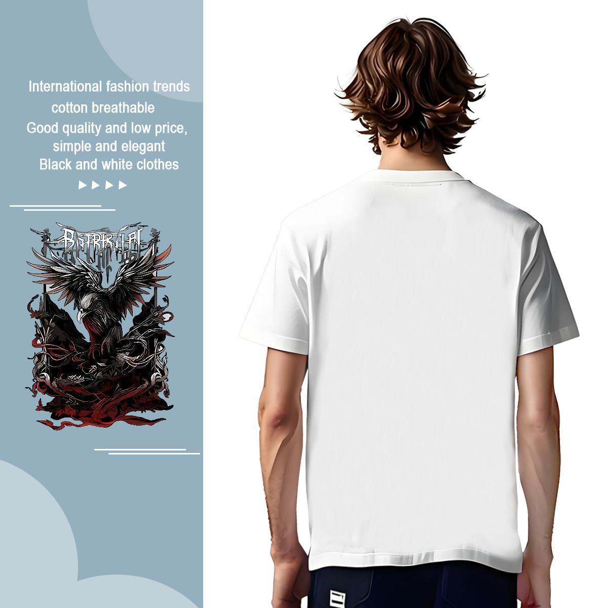 T-Shirts for Men 230g 100% Cotton eagle Sport Breathable Anime Men Clothes T-Shirt Wholesale High Quality Tee Shirt