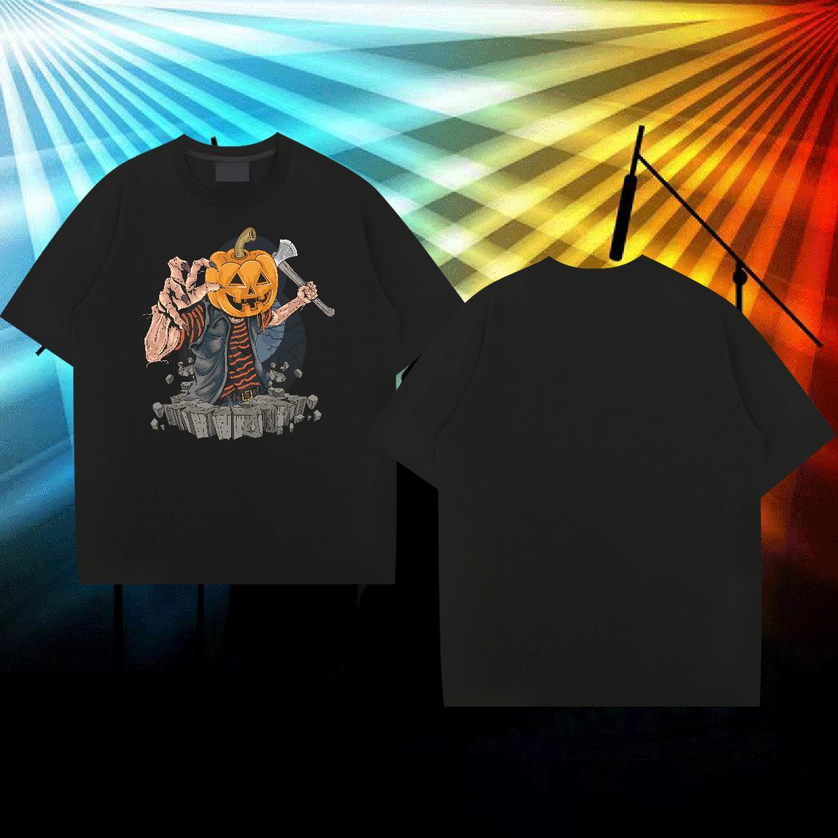 Designer Man T Shirts 100% Cotton 230g Halloween Street Tops Breathable Crew Neck Popular Tshirts Cartoon Print