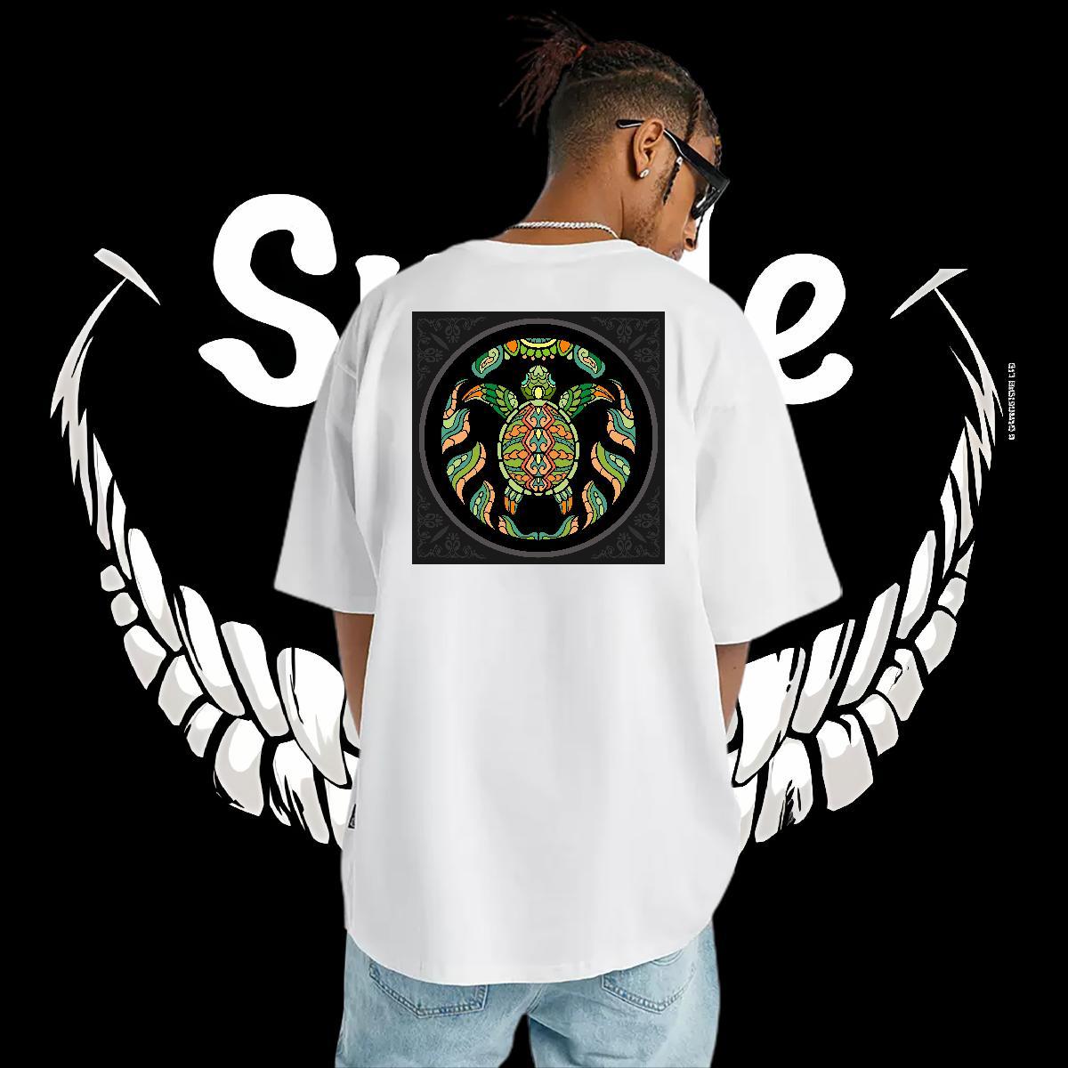 2024 New T Shirts Men 100% Cotton 230g tortoise Spring Summer Tee Shirt O-Neck Short Sleeve Free Shipping Mens Tshirts Cartoon Print