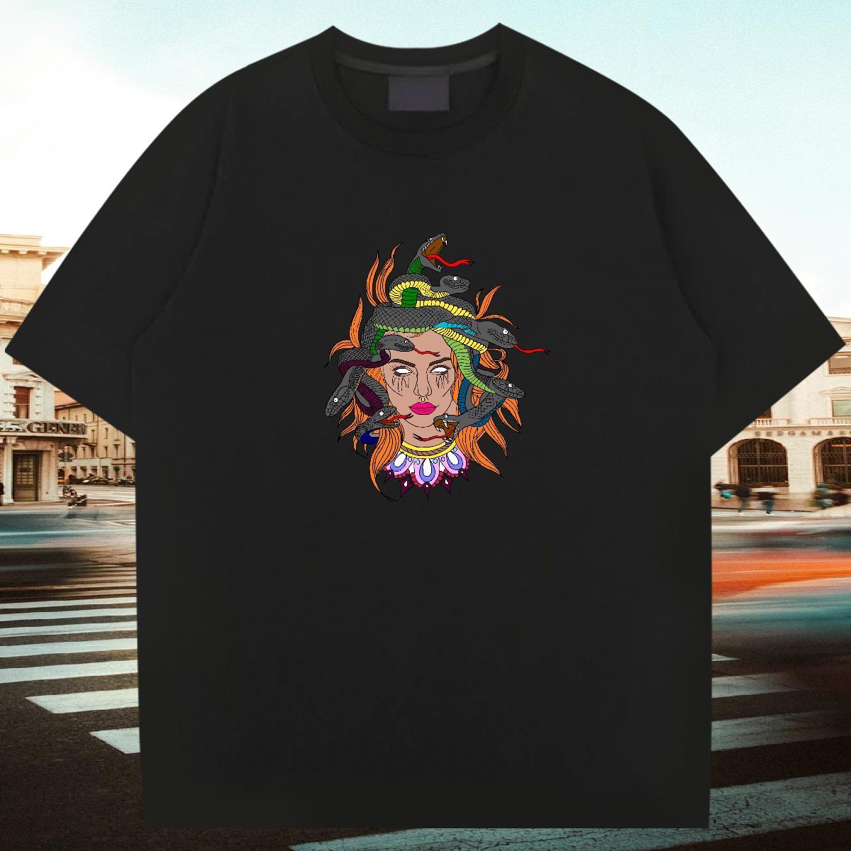 Popular Men Clothes T-Shirt 230g Cotton Sports Casual snake Black White Breathable Crew Neck Fashion T-Shirts for Men Tshirts