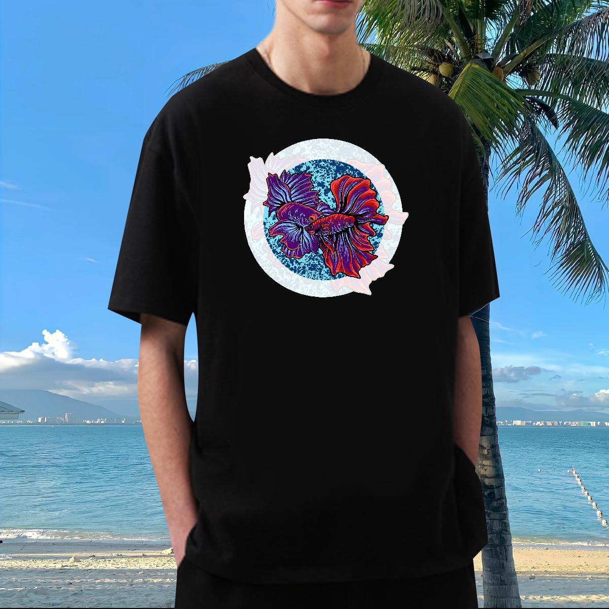 DIY Men T Shirts 100% Cotton 230g Casual Daily Wear Tee Shirt Pure Cotton Comfortable Couples T Shirts Anime