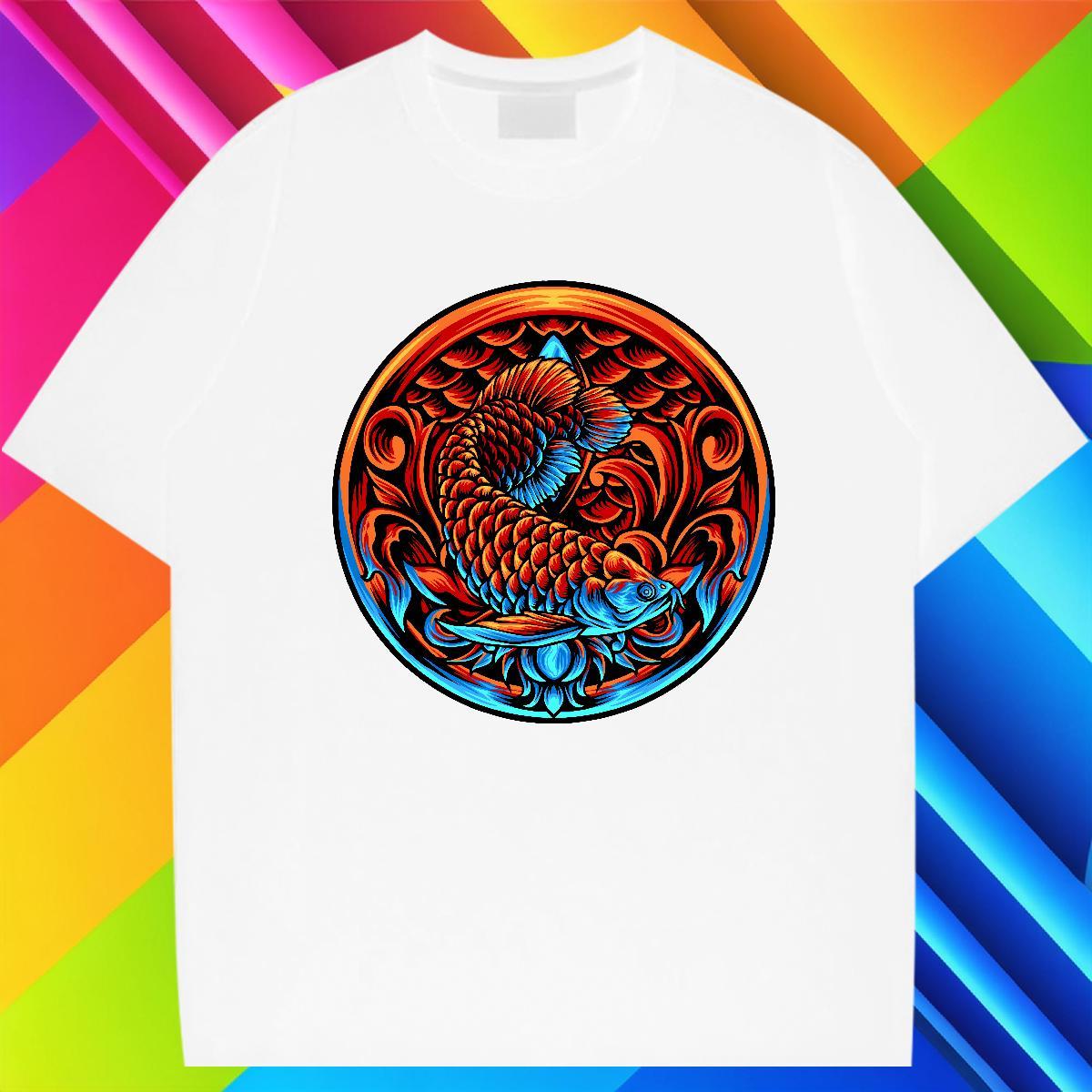 Classic Tshirt for Man Woman 100% Cotton 230g Sport Gold fish Anime Breathable Short Sleeve Designer Man T Shirts Clothes