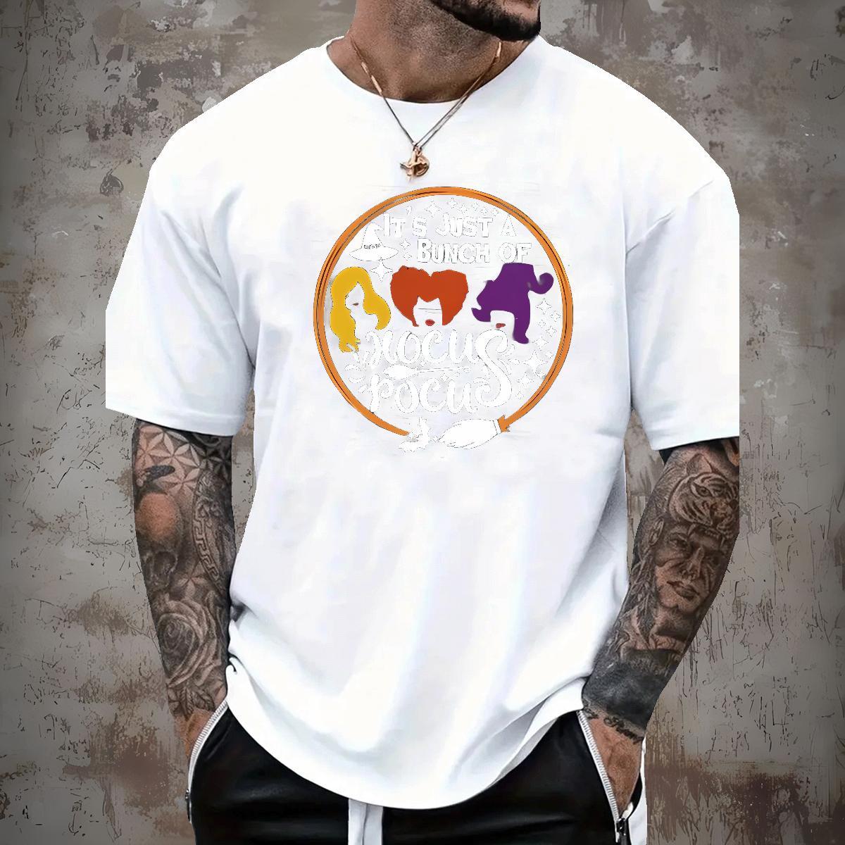 2024 New Mens T Shirts 230g Pure Cotton halloween Daily Wear Clothings O Neck Short Sleeves High Quality Men Tees DIY Printed