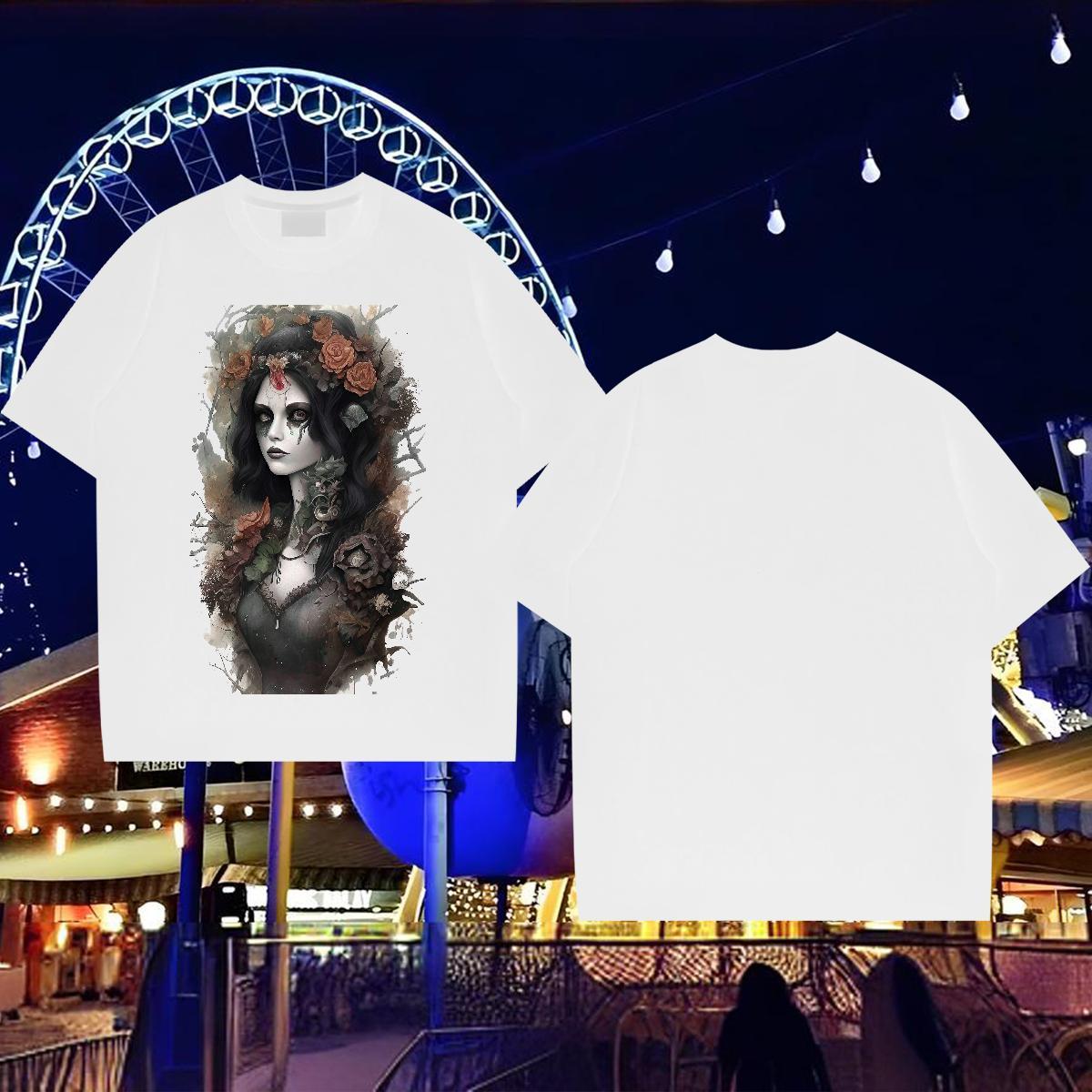 T-Shirts for Men 230g Cotton portrait Anime Printing Street Crew Neck Breathable Oversized Men Tshirts 2024 New Loose Tops Shirt