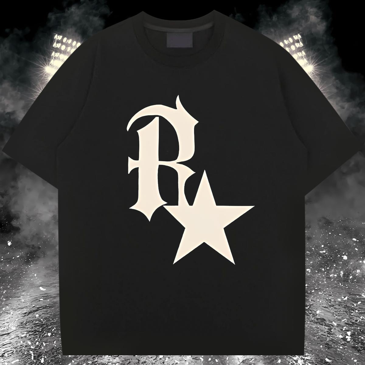 New T Shirts Men letter Tops Shirt 230g Pure Cotton Daily Wear Cool Design Cartoon Print Short Sleeve O-Neck Men Tops Tees