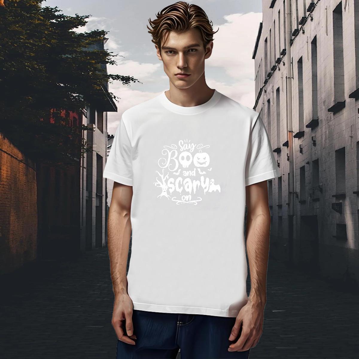 New T-Shirts for Men 230g Cotton halloween Hip Hop Polos Crew Neck Breathable Popular Men Tshirts Oversized 4XL