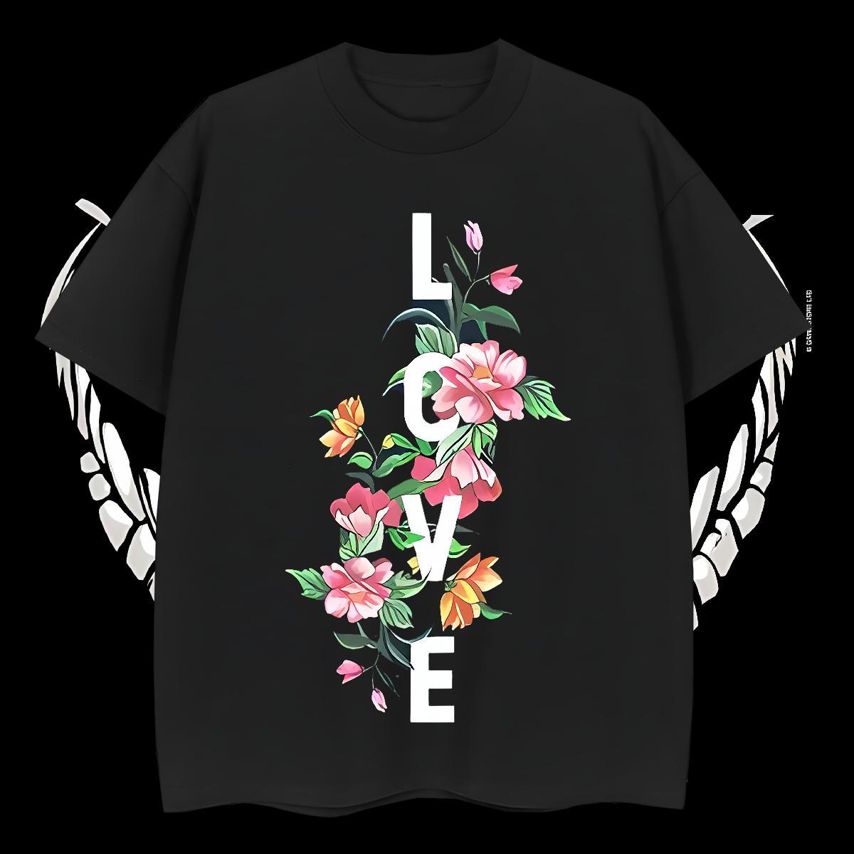 2024 DIY T-Shirts for Men 230g Pure Cotton flower Street Wear Tees Shirts Crew Neck Cool Men Tops Tees Customized Print