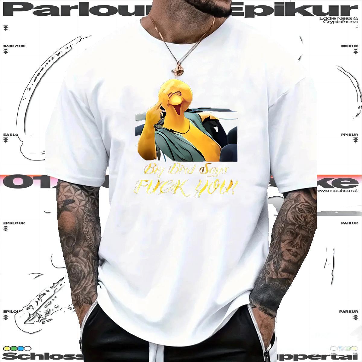 Wholesale Man T Shirts 230g 100% Cotton bird Casual Daily Wear Tops Shirt Short Sleeve Soft High Quality Tshirt for Man Woman Custom Anime
