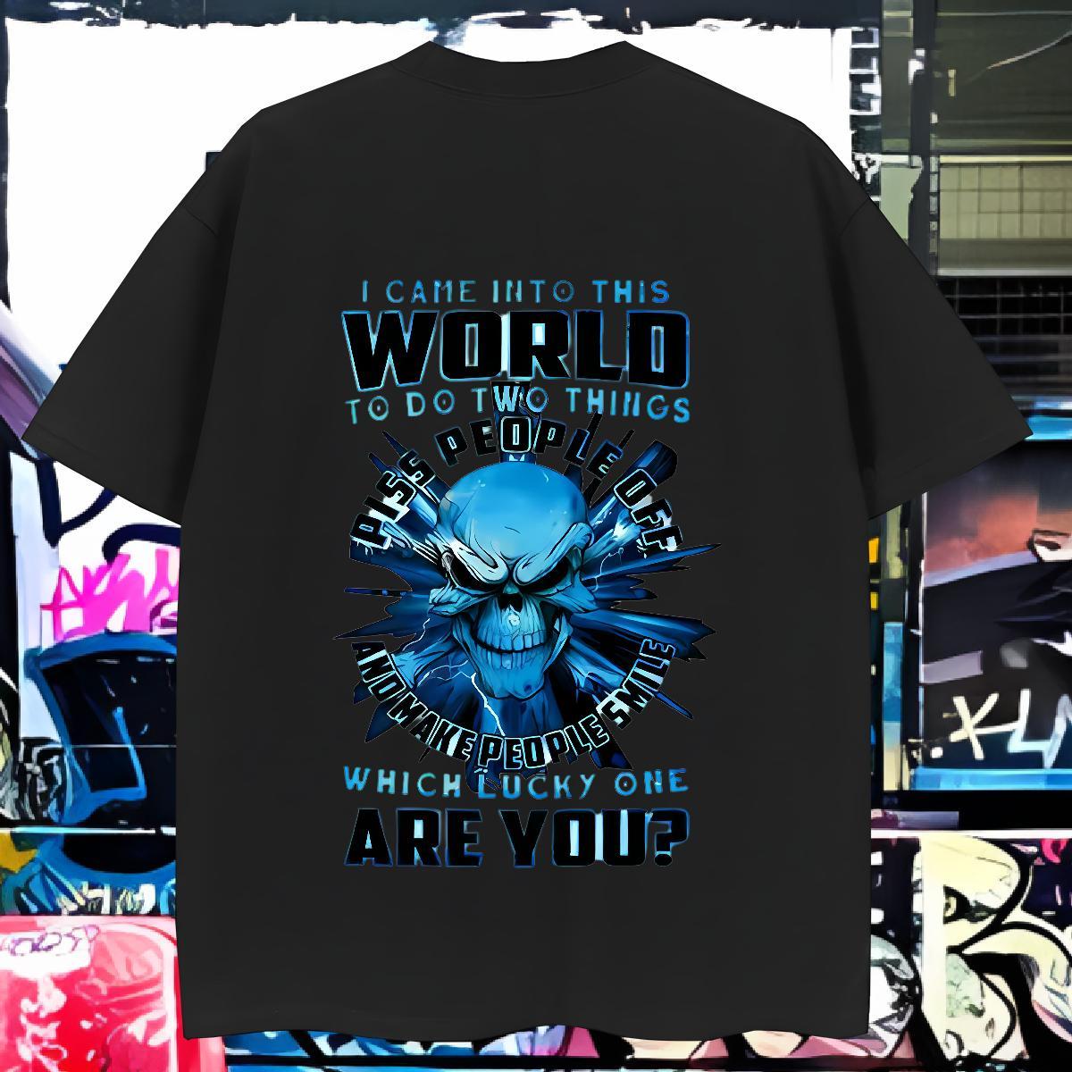 New Designer T-Shirts for Men skull Tees 230g 100% Cotton Home Outdoor Cool Customized Short Sleeve Soft Men Tshirts