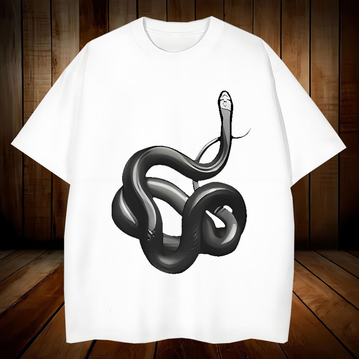 T-Shirts 230g Cotton snake Casual Breathable Crew Neck Black Oversized Mens Tshirts 2024 Summer Classic Tops Tees