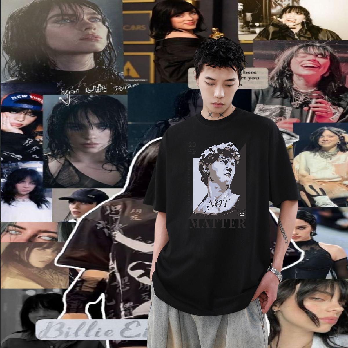 Classic Casual T Shirt For Man 230g 100% Cotton Statue of David Sport Tops Breathable Short Sleeve Comfortable Tshirts Black Oversized