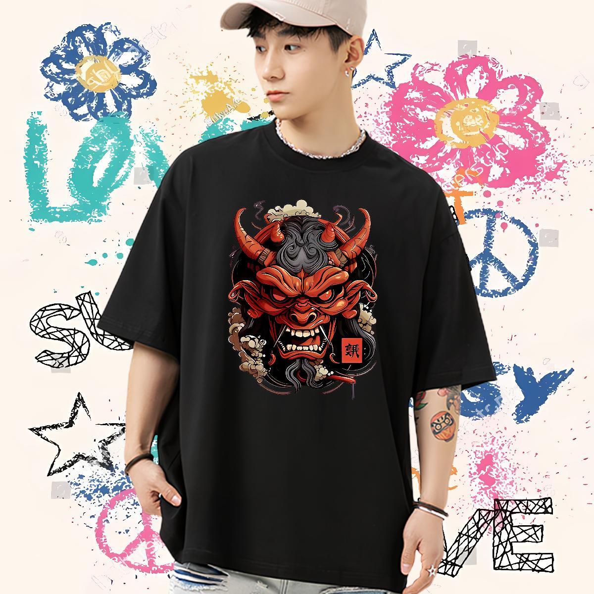 Fashion T shirt 230g 100% Cotton Street Casual Polos Round Neck Short Sleeve Classic Men Clothes T-Shirt Black Oversized