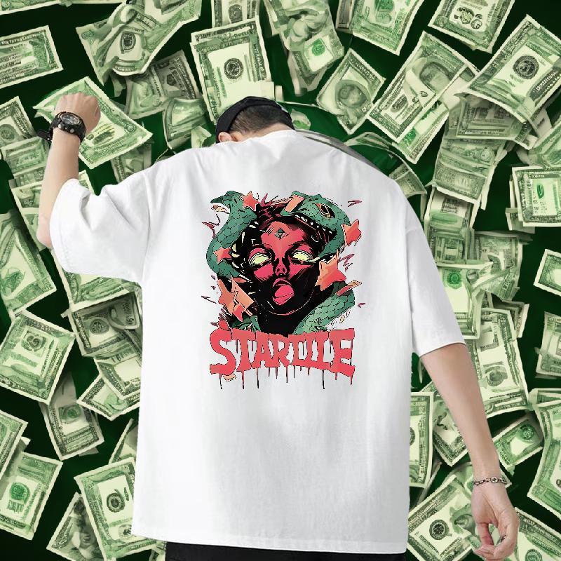 Custom T-Shirts for Men 230g Pure Cotton snake Casual Tops Tees Breathable Short Sleeve Cool Men Tshirts Cartoon Printing L-4XL