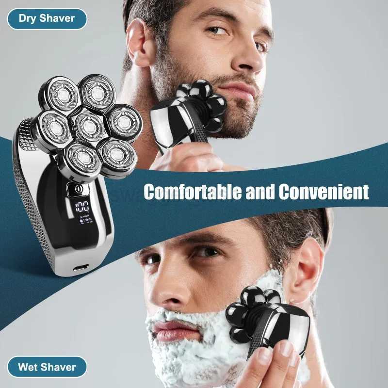 Head Shavers for Men 7D Cordless Bald Head Shaver Wet Dry Waterproof Electric Razor for Men with LED Display Grooming KitXJ240806