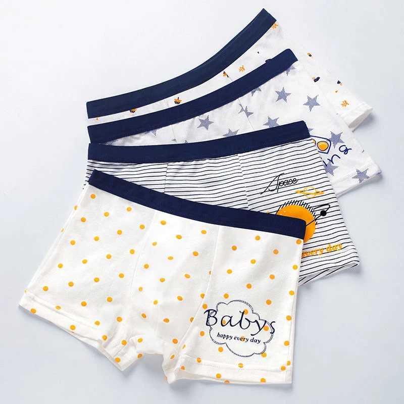 3/4 pieces/set of childrens underwear boys underwear cotton printed breathable childrens shorts boys underwear 2-15YW240715