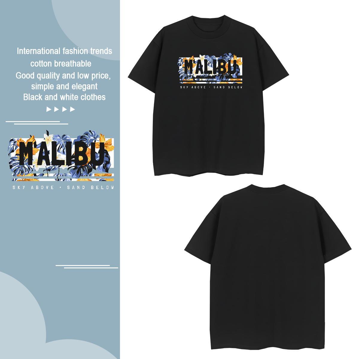 T-Shirts for Men 230g 100% Cotton flower Hip Hop Breathable Crew Neck Asian Size Mens Tshirts New Arrival Cool Clothes