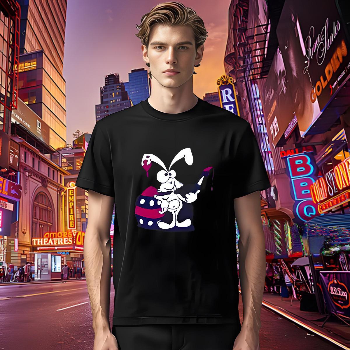 Brand Couples T Shirts 230g Cotton rabbit T Shirt For Man Beach Breathable Soft Floral Print New Designer Tees Shirts