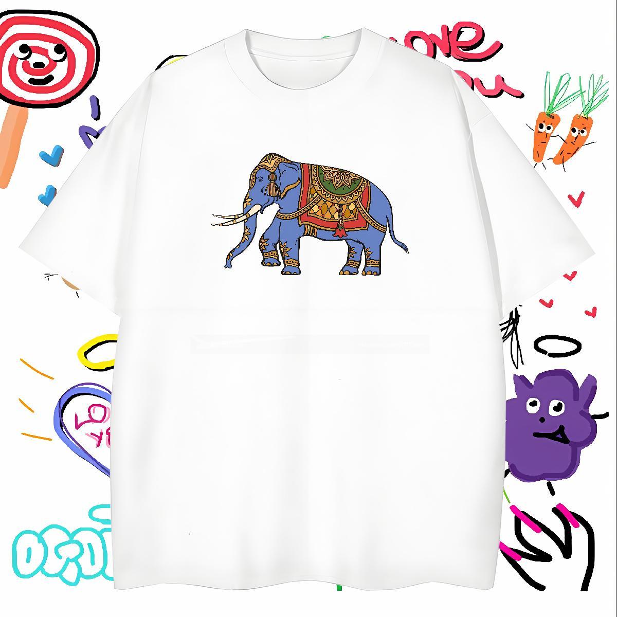 Mens T Shirts 100% Cotton 230g elephant Casual Short Sleeve Soft DIY Anime Tshirt for Man Woman Stylist Cool Tops Shirt