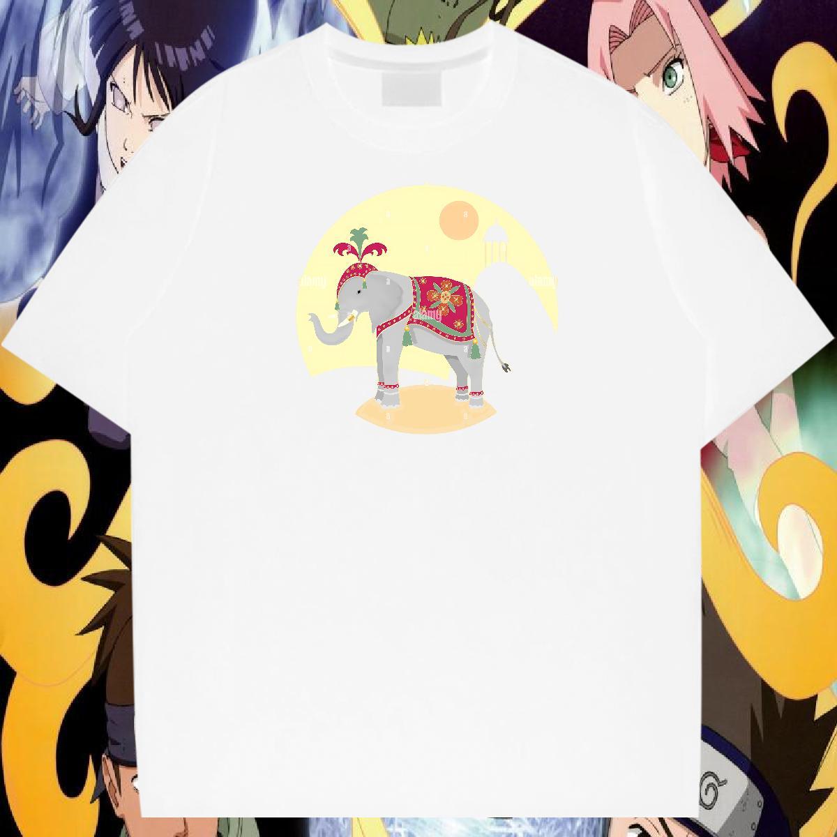 Fashion New Men T Shirts 100% Cotton 230g elephant Beach Top Tees O-Neck Short Sleeve Cool Men Tshirts DIY Logo Oversized