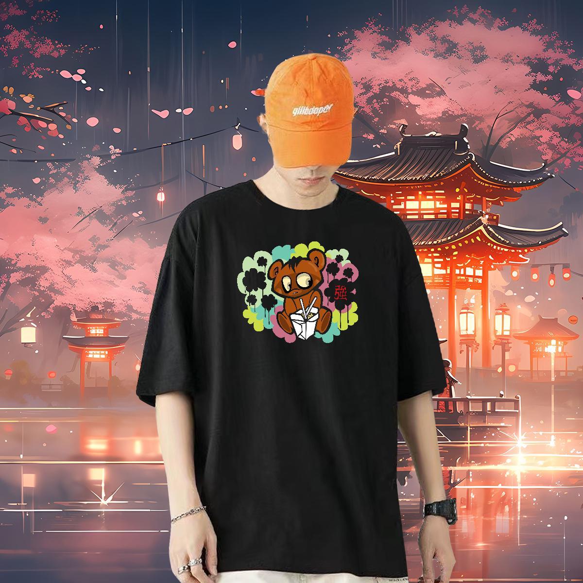 2024 DIY Men T Shirts 230g 100% Cotton bear Spring Summer Tops Crew Neck Loose Men Tees DIY Printed