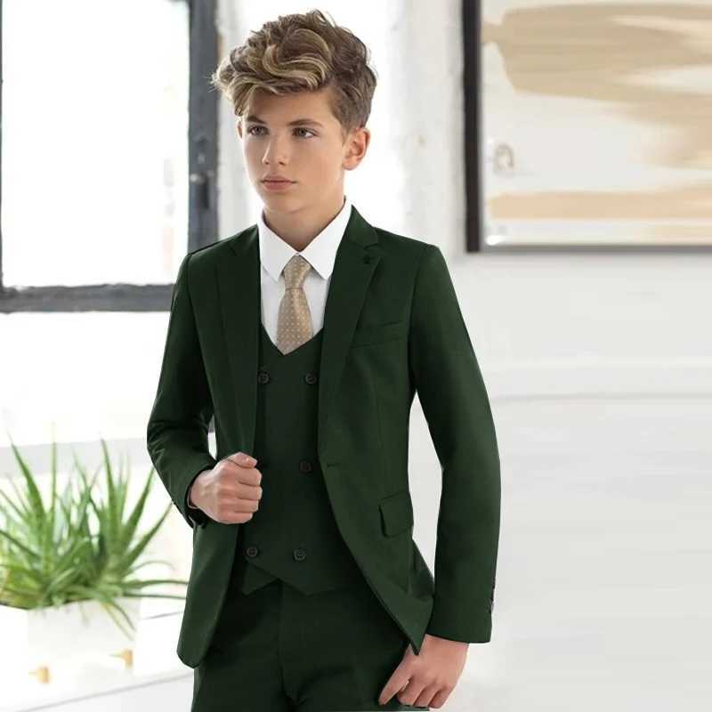 Suits Handsome Beige Boys Kids Suits Wedding Tuxedo Formal Jacket Vest Pants 3 Piece Set 3-16 Custom Sizes Clothes Child Blazer