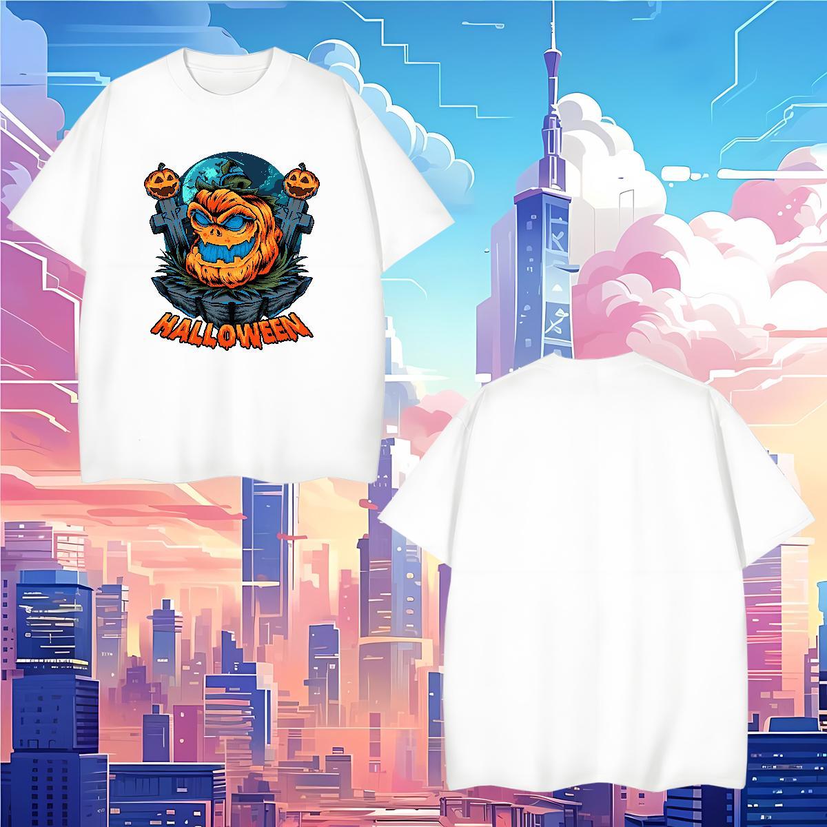 Mens T Shirts 100% Cotton 230g Halloween Casual Breathable Short Sleeve Skull Mens Tshirts Designer Unisex Polos