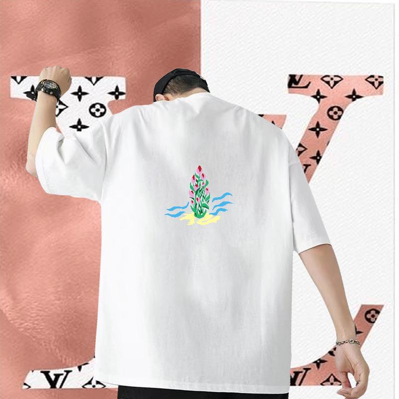 New Arrival T Shirt For Man 230g 100% Cotton flower Hip Hop Top Tees Short Sleeve O-Neck Wholesale Men Tees Floral Print