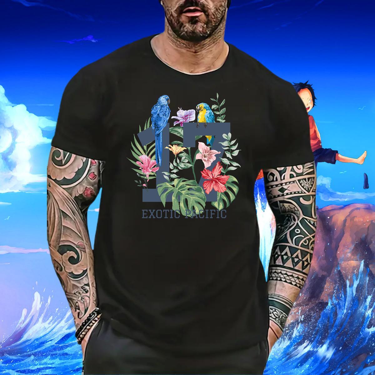 Fashion Design T-Shirts 230g 100% Cotton bird Outdoor Tops Tees Breathable Loose Men Tshirts Customized