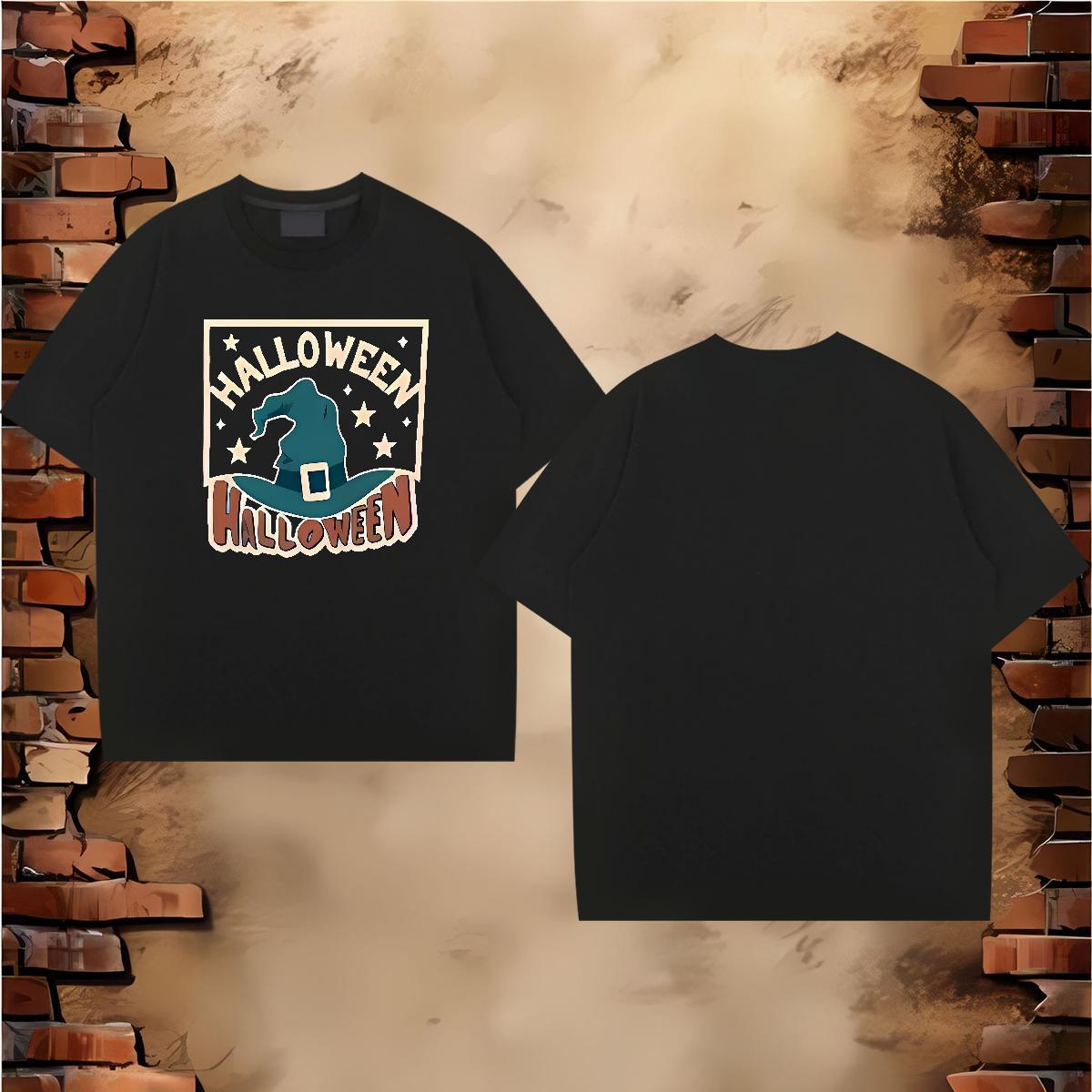 Customized Men T Shirts 230g 100% Cotton halloween hat Street Wear Tee Shirt Breathable Crew Neck Cool Couples T Shirts DIY