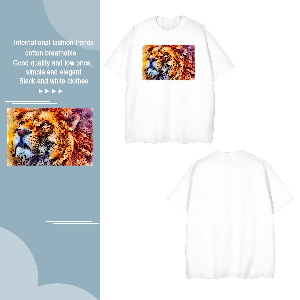 Cool Tshirts 230g 100% Cotton tiger Man T Shirts Casual Breathable Short Sleeve Anime Print Customized Polos
