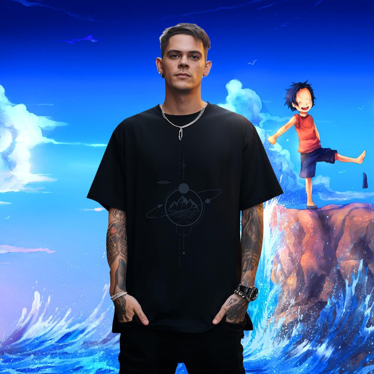 Loose Fit Tshirt for Man Woman 230g Cotton Anime Printing Street mountains Customized Print Breathable Short Sleeve Brand T shirt Tops Shirt