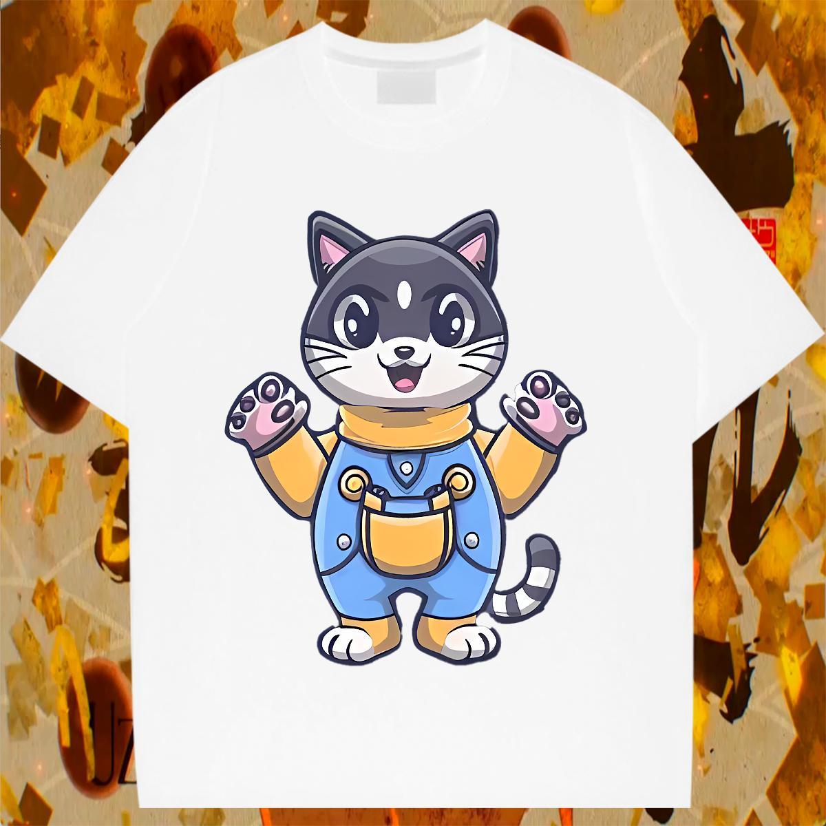 Wholesale T Shirt For Woman Crew Neck Womens Tshirts DIY Printed cat Summer Casual 100% Cotton 230g 2024 Casual Top Shirts