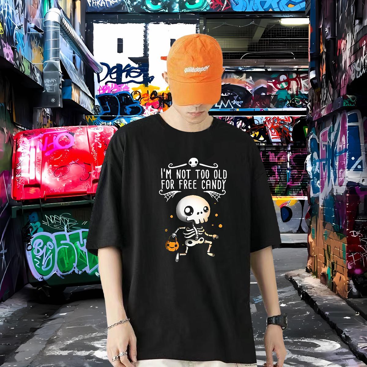 Wholesale Man T Shirts 230g Pure Cotton halloween Casual Beach Tee Shirt Breathable Classic Tshirts Oversized 3XL 4XL