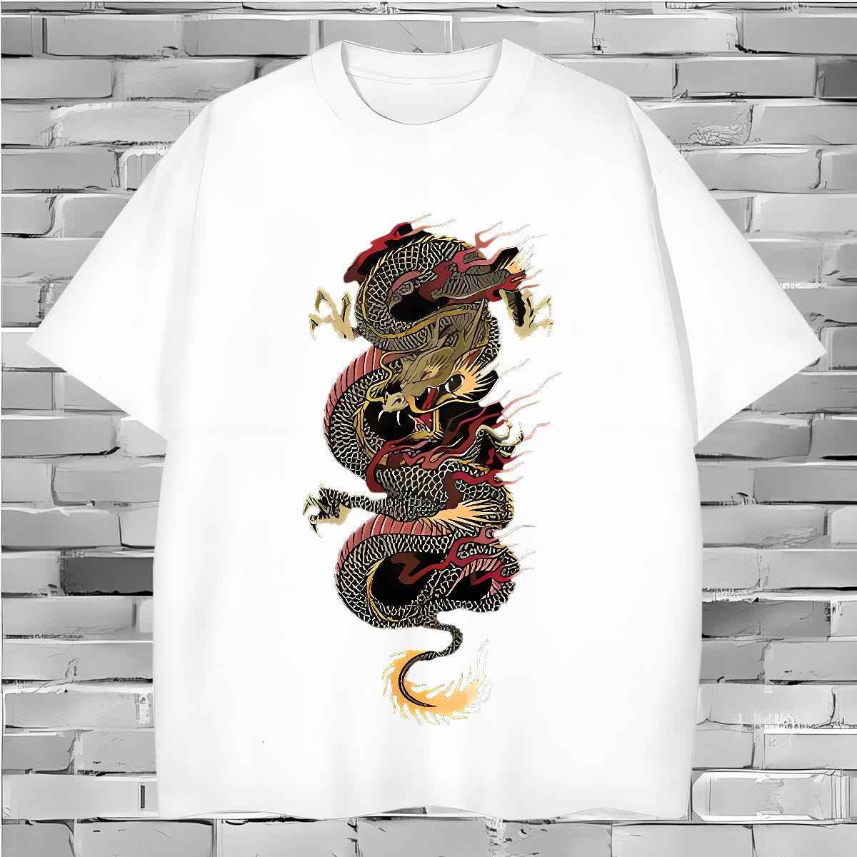 T-Shirts 230g 100% Cotton Angry Dragon Sports Casual Short Sleeve Soft Oversized 3XL 4XL Mens Tshirts Wholesale Unisex Clothings
