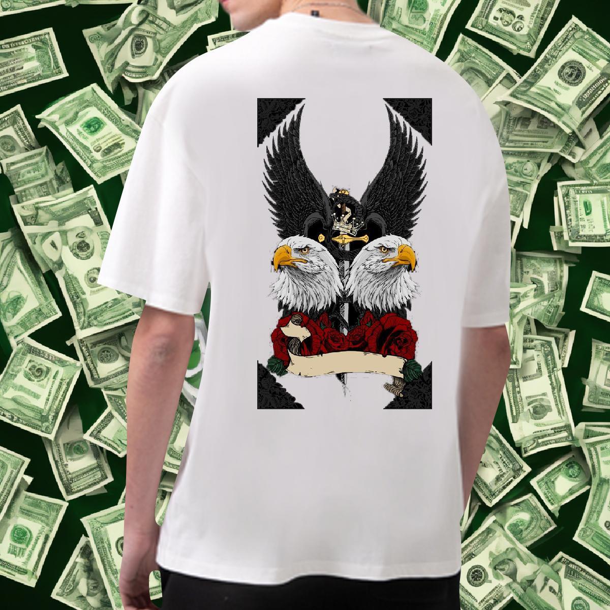 Customized T Shirt For Man 230g Pure Cotton eagle Spring Summer Tops Tees Breathable Short Sleeve Popular Men Tees Asian Size