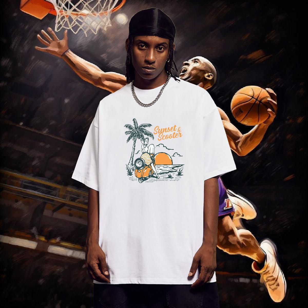 Man T Shirts 230g Pure Cotton sun Sports Casual Short Sleeve O-Neck Skull Tshirts Classic Casual Unisex Top Tees