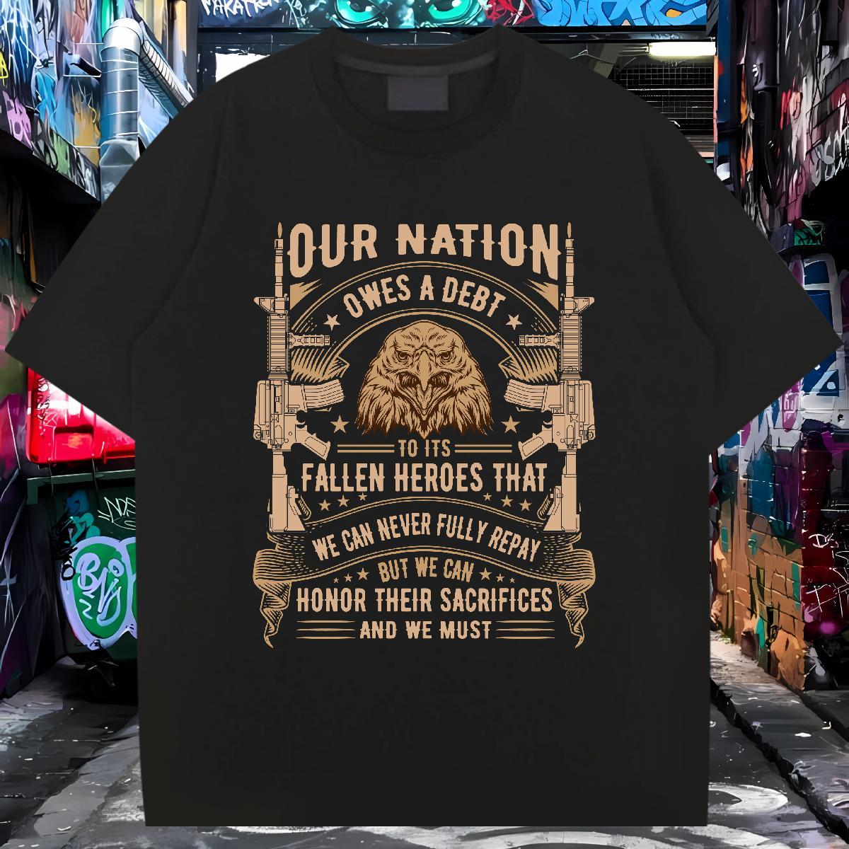 Wholesale T Shirts Men 230g Cotton eagle Casual Clothings Breathable Short Sleeve TOP Quality Men Tees Cartoon Print