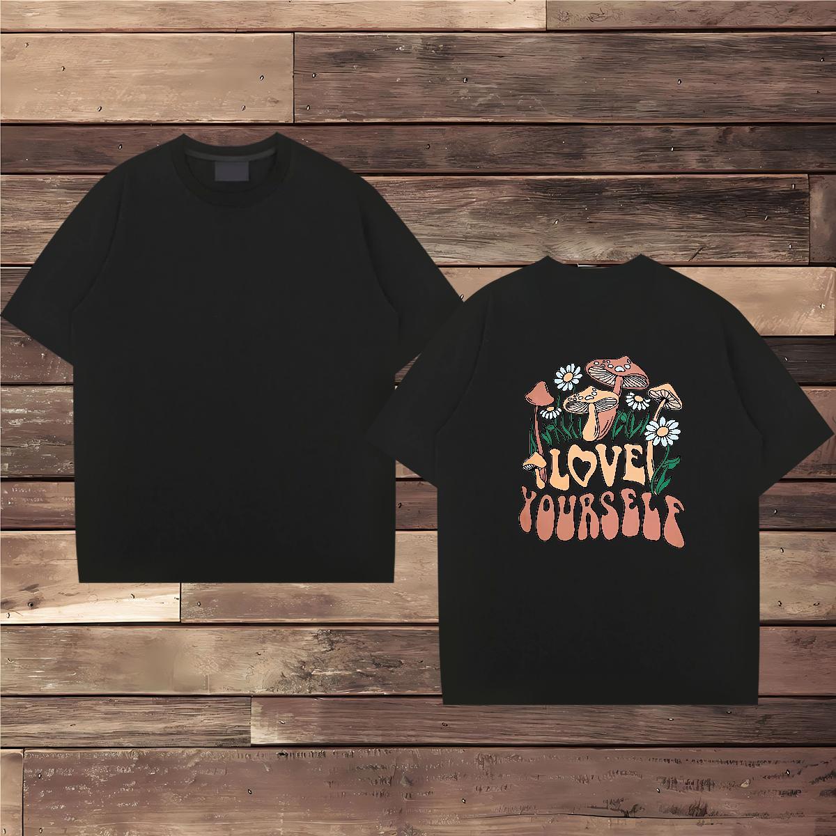 Stylist T shirt 100% Cotton 230g mushroom Sport Tops Tees Short Sleeve O-Neck Free Shipping Couples T Shirts Graphic