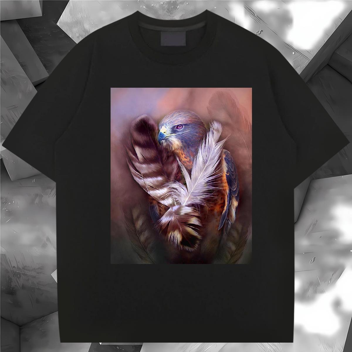 Custom Men T Shirts 100% Cotton 230g eagle Spring Summer Clothes O Neck Short Sleeves Free Shipping Couples T Shirts DIY Anime