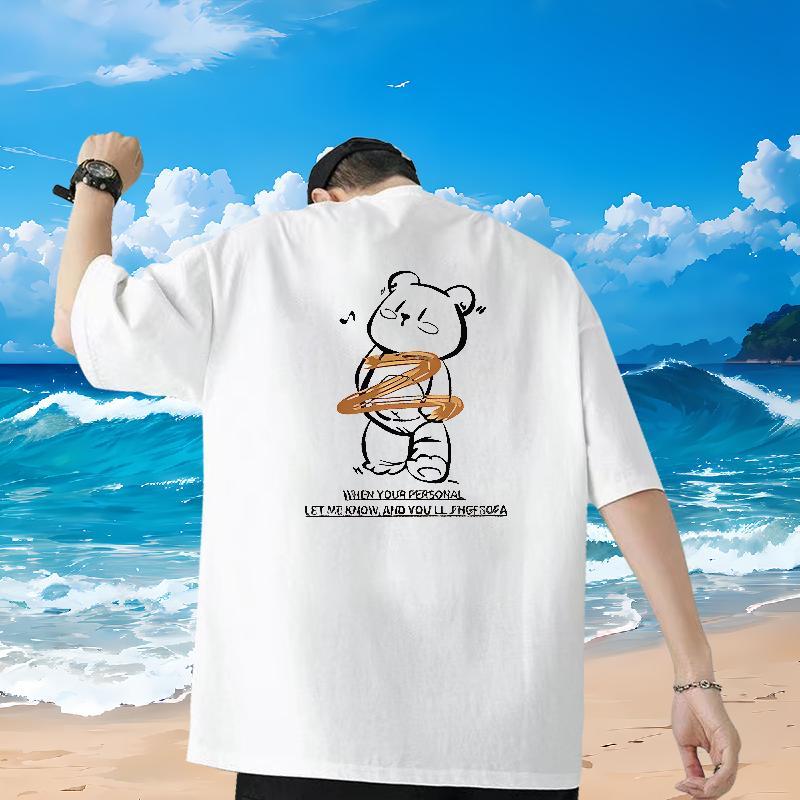 Stylist Man T Shirts 230g Pure Cotton bear Casual Beach Wear Breathable Soft High Quality Mens Tshirts DIY