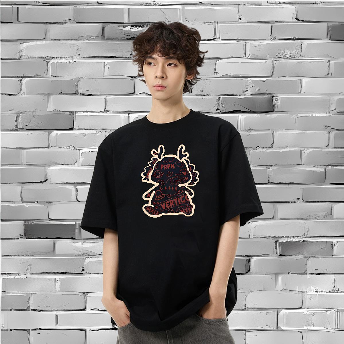 Brand T-Shirts 100% Cotton 230g dinosaur Casual Tees Shirts Breathable Crew Neck TOP Quality Tshirt for Man Woman Custom Cartoon