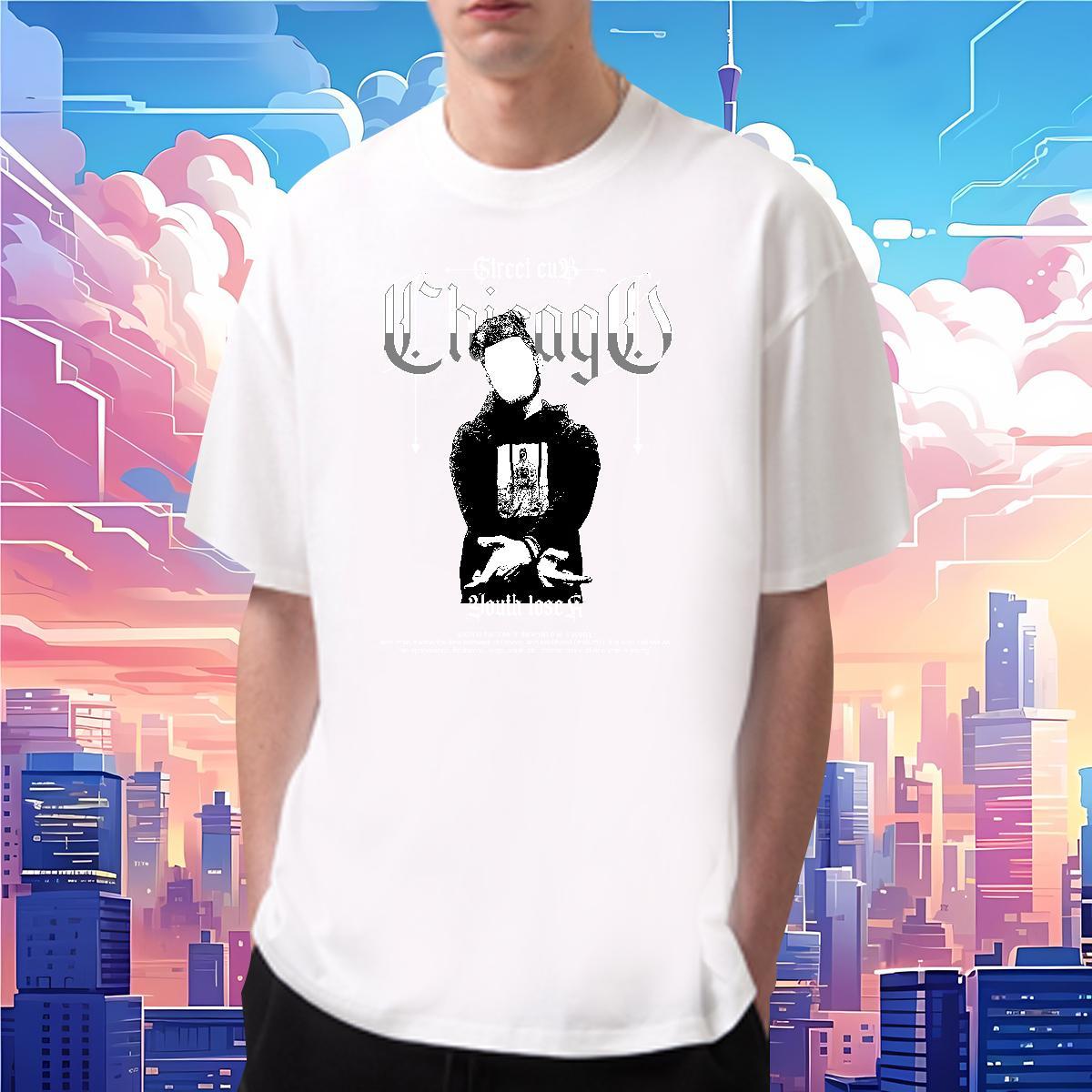 Fashion New T-Shirts for Men portrait Tshirts 230g Pure Cotton Street Wear Brand Customized Print Breathable Men Clothes T-Shirt