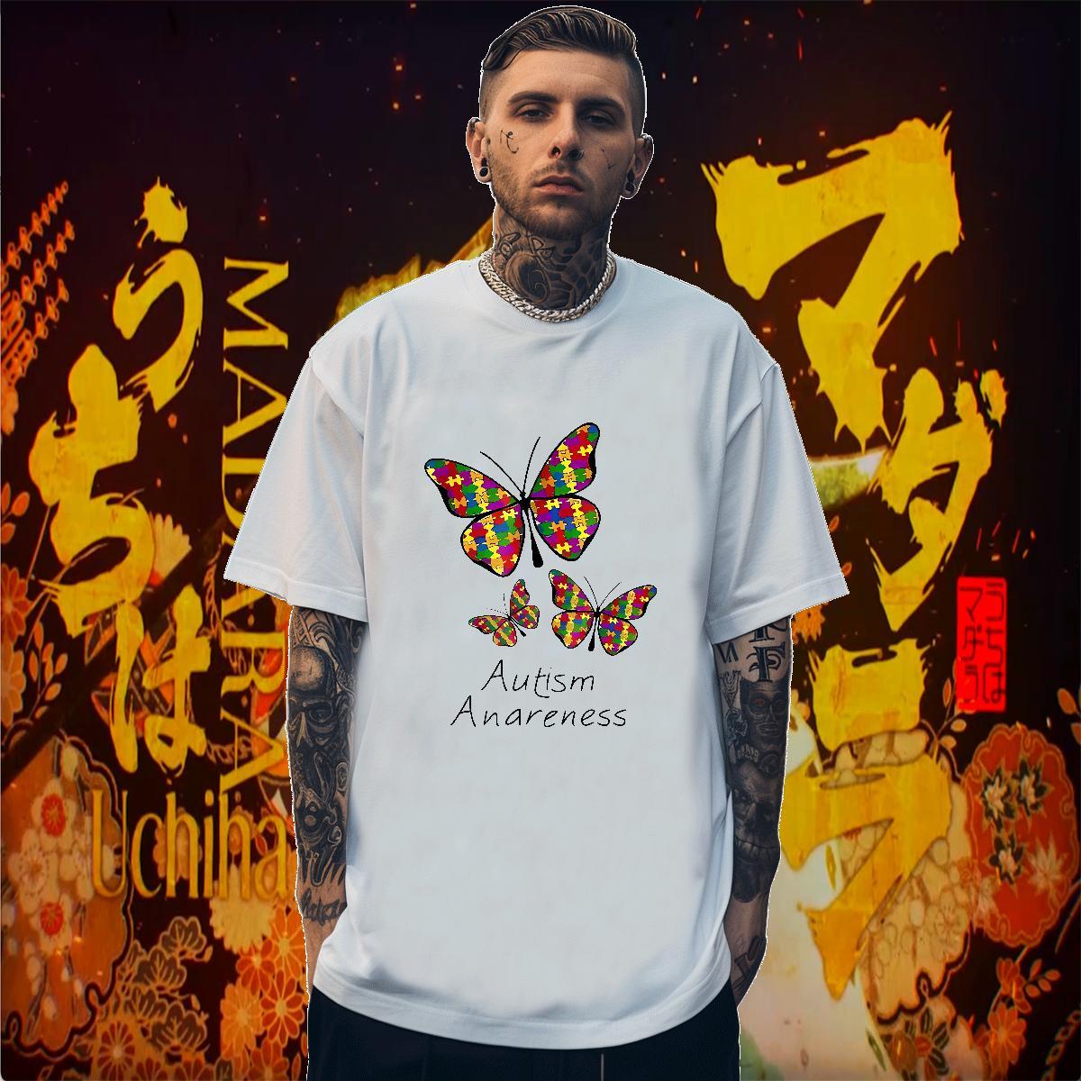 Free Shipping T-Shirts 230g Cotton Butterfly Daily Wear Polos Breathable Short Sleeve Unisex Men Tees Custom Big Size