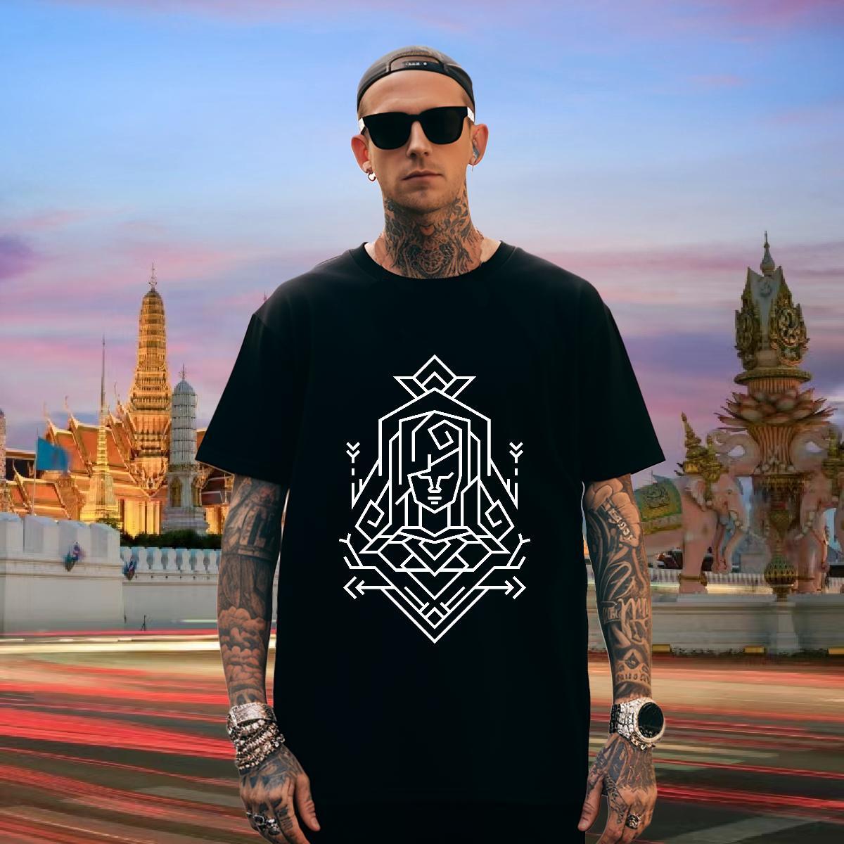 T Shirts Men 230g Cotton handpainted Daily Wear Breathable Short Sleeve White Plus Size Men Clothes T-Shirt Fashion Designer Brand Tops Tees