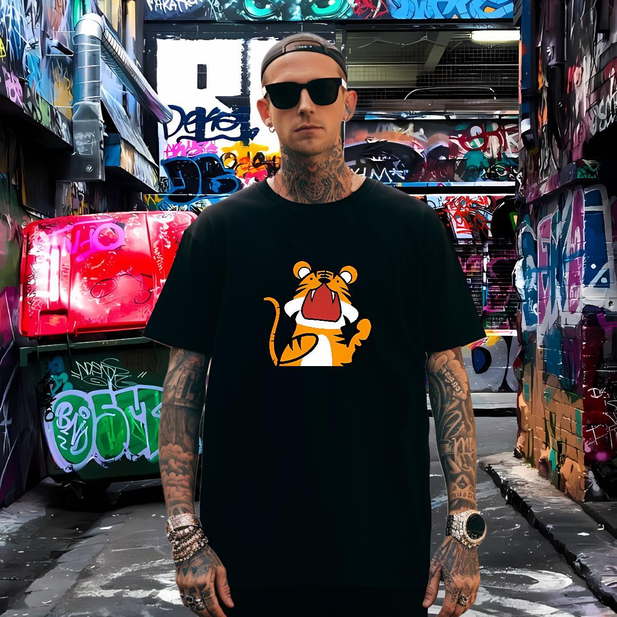 Brand Men Tops Tees 100% Cotton 230g T Shirt For Man High Street Hip Hop O-Neck Short Sleeve DIY Printed Stylist Polos