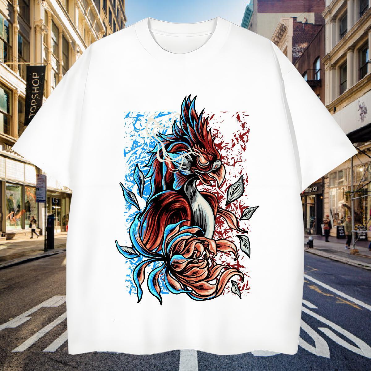 T Shirts Men 230g Cotton eagle Street Casual Breathable Soft Oversized 4XL Men Tops Tees Stylist Cool Tops Shirt