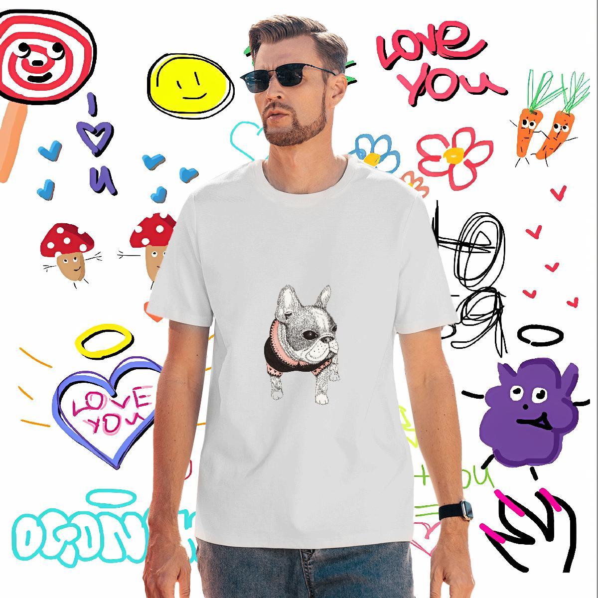 High Quality Men Clothes T-Shirt 230g Cotton Dog T-Shirts for Men Street Breathable Crew Neck DIY Printed 2024 Designer Tshirts